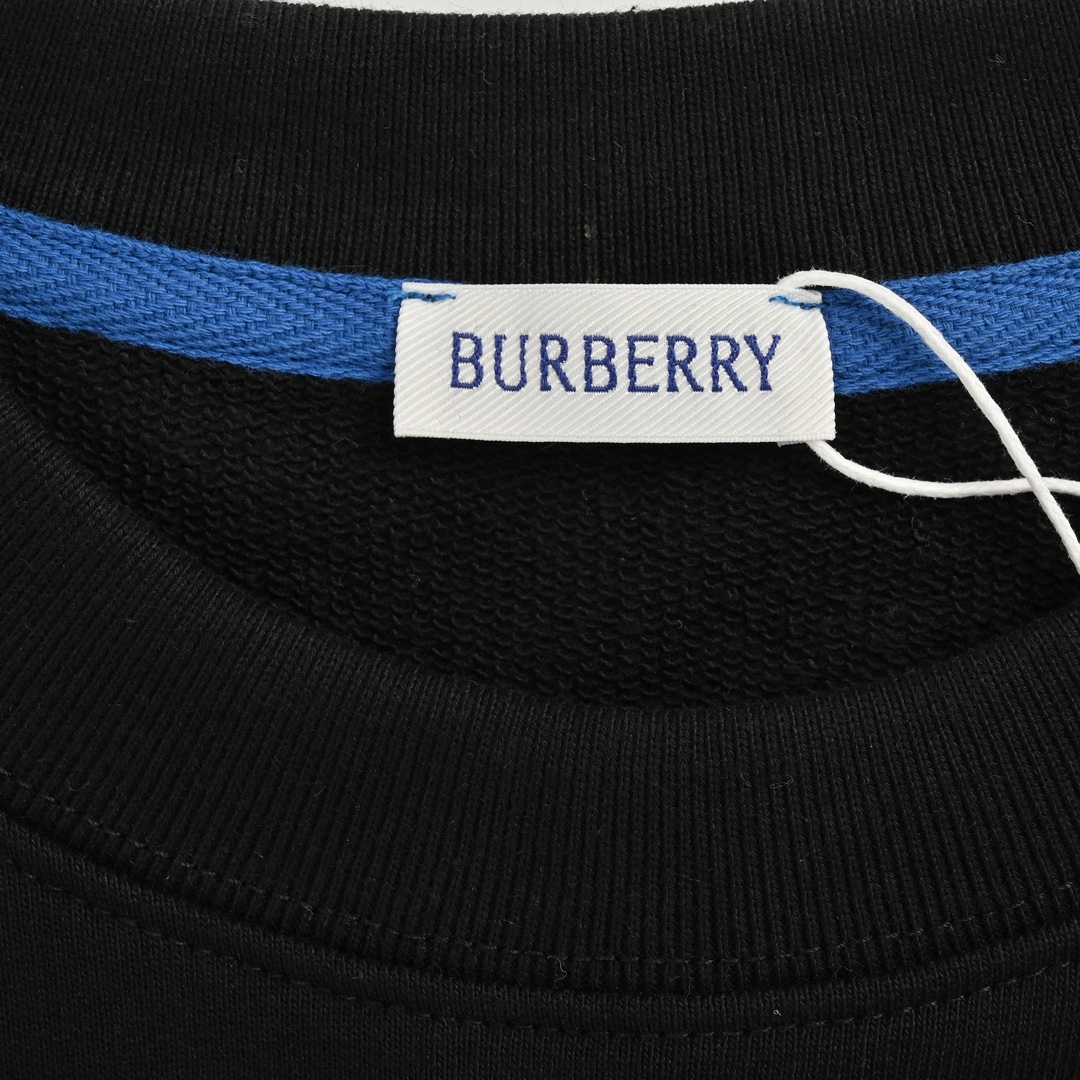 Burberry 24Fw blue embroidered warhorse small logo crew neck sweatshirt