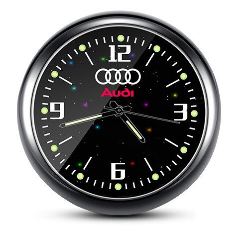 1x Luminous Diamond Quartz Analog Watch Stick On Car Clock Accessories Black