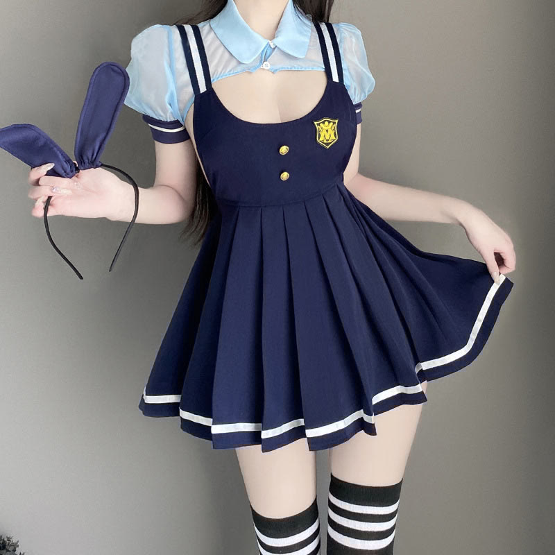 Cosplay Bunny Officer Uniform Hollow Lingerie Set
