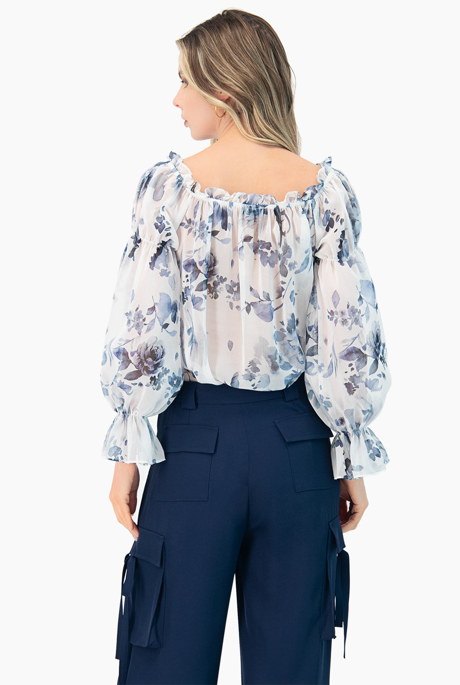 Blusa de hombros caidos estampada