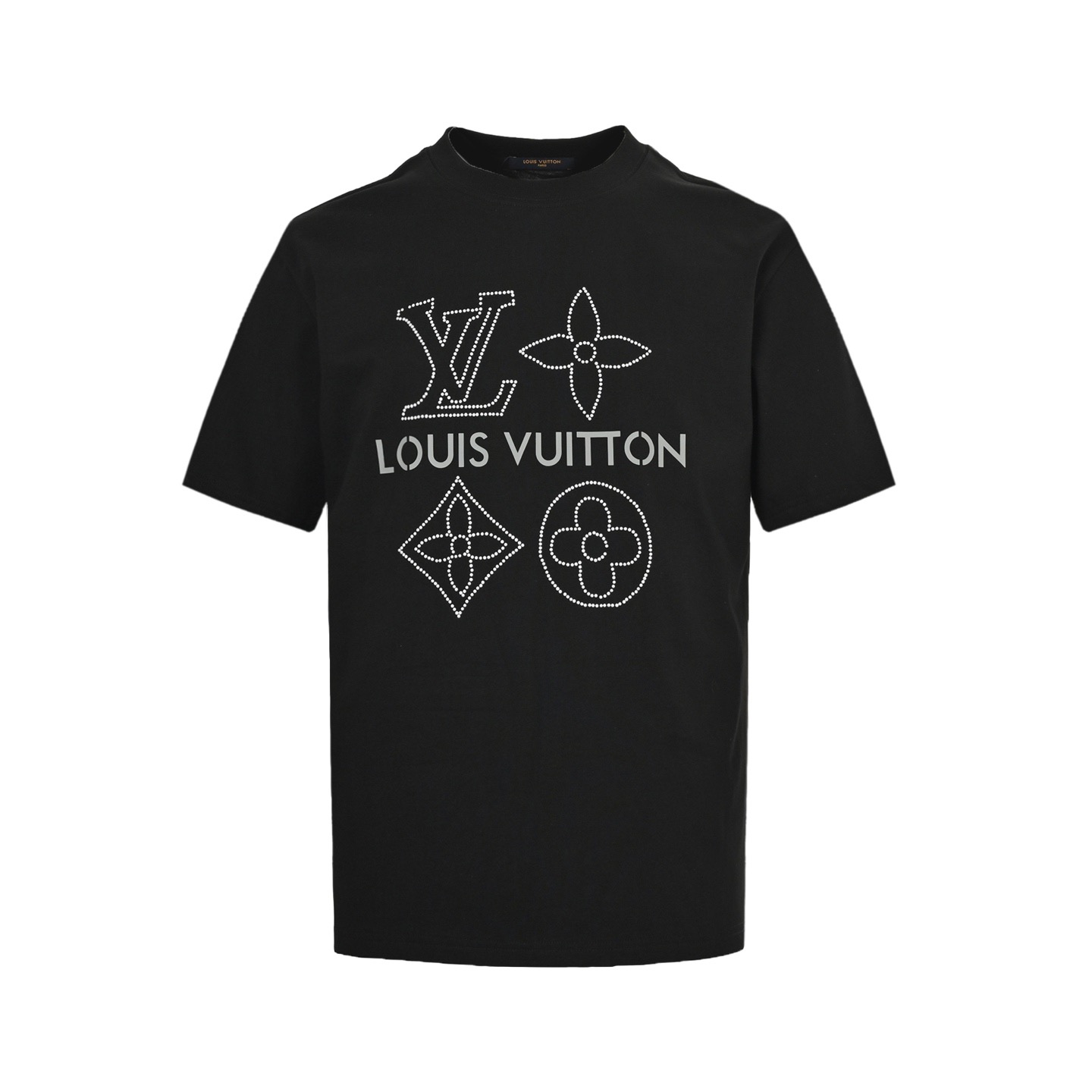 Louis Vuitton 25ss pearl hot-stitched logo reflective lettering short-sleeved shirt