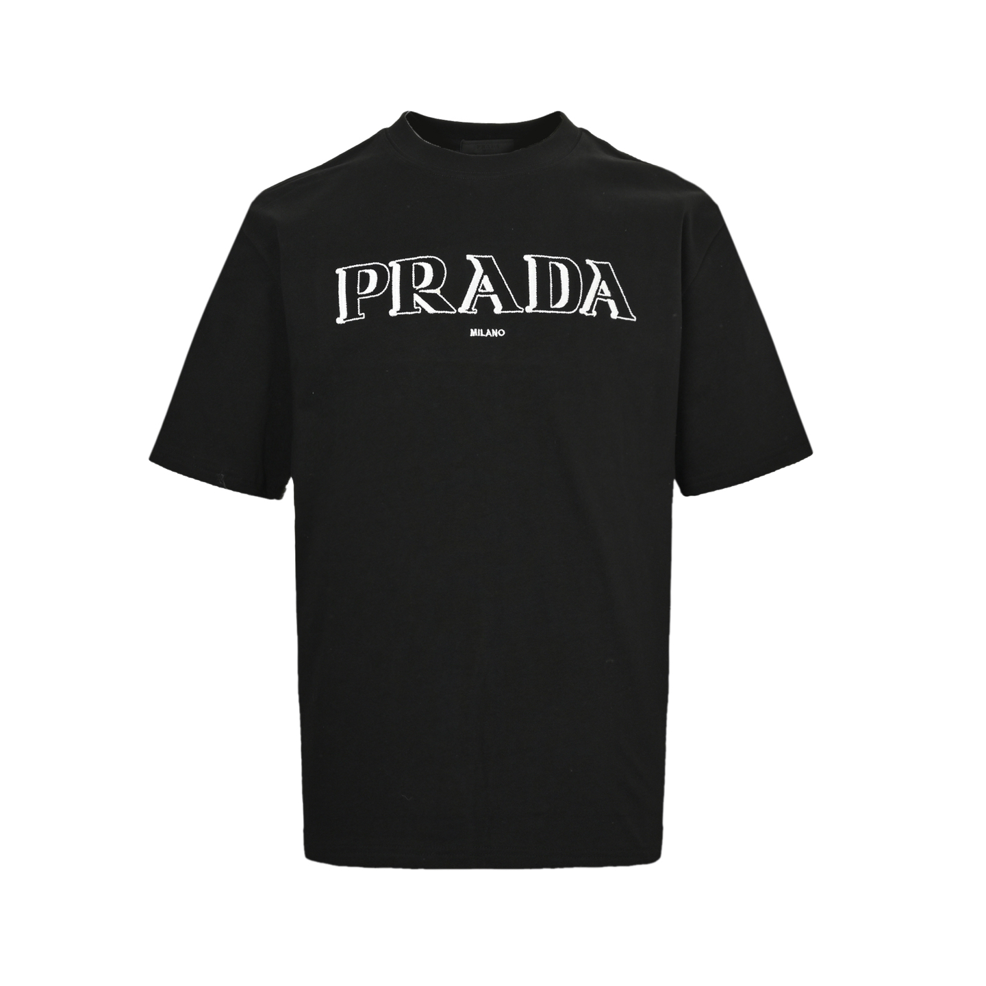 Prada 25ss shadow lettering embroidered short sleeve