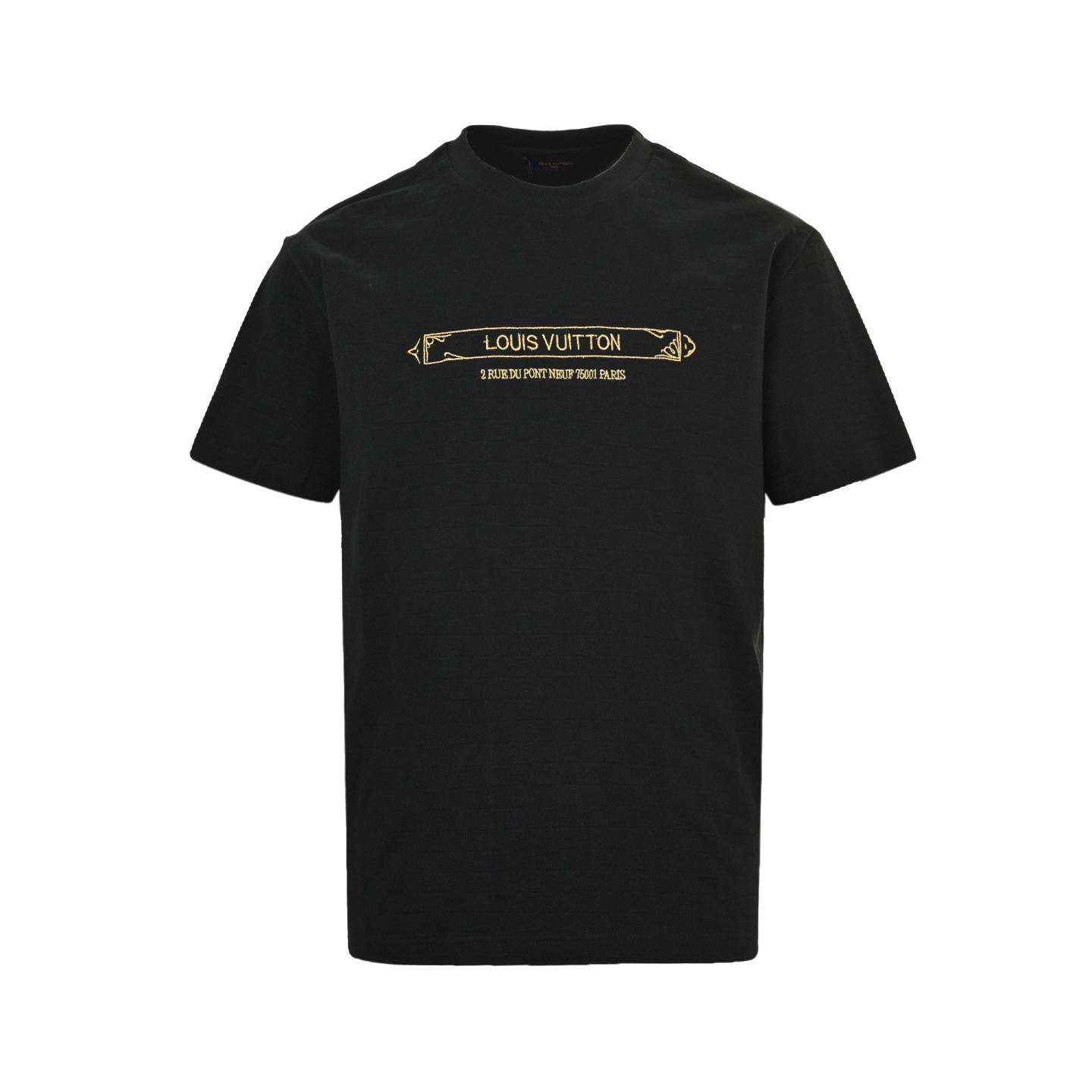 Louis Vuitton 25ss gold frame embroidered pique checkered short sleeves