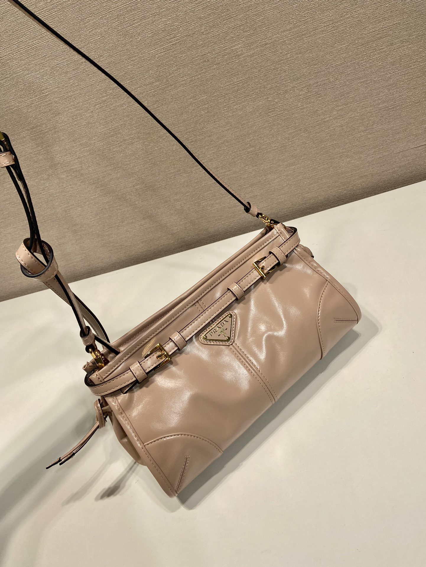 Prada LusSolf Oiled Wax Leather Shoulder Bag 1BA215