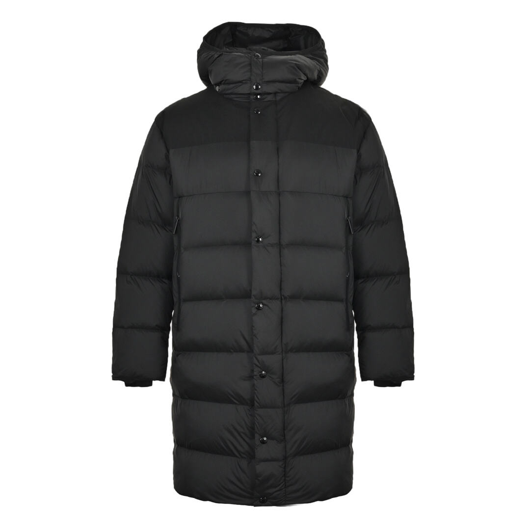 Moncler zippered long hooded down jacket