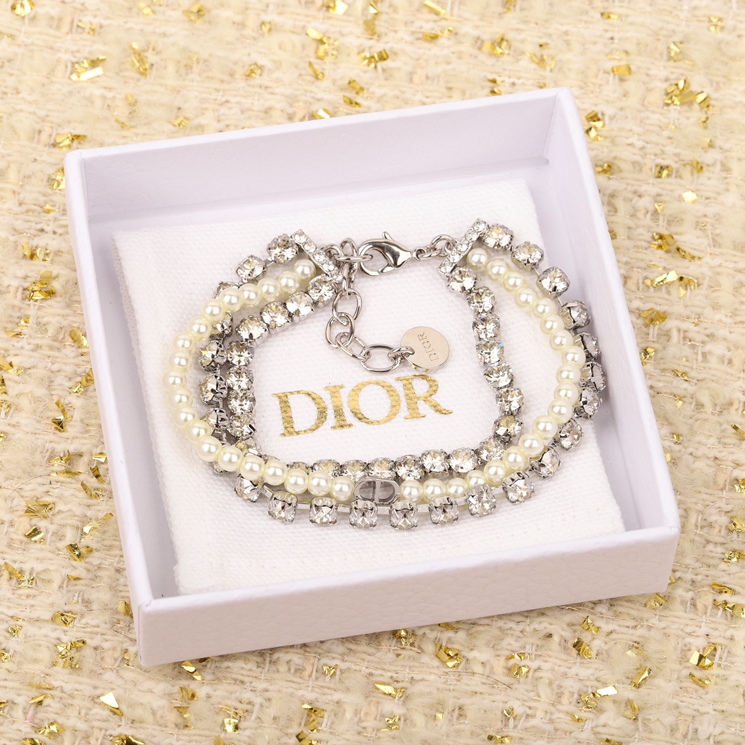 Dior 3-layer beaded diamond bracelet