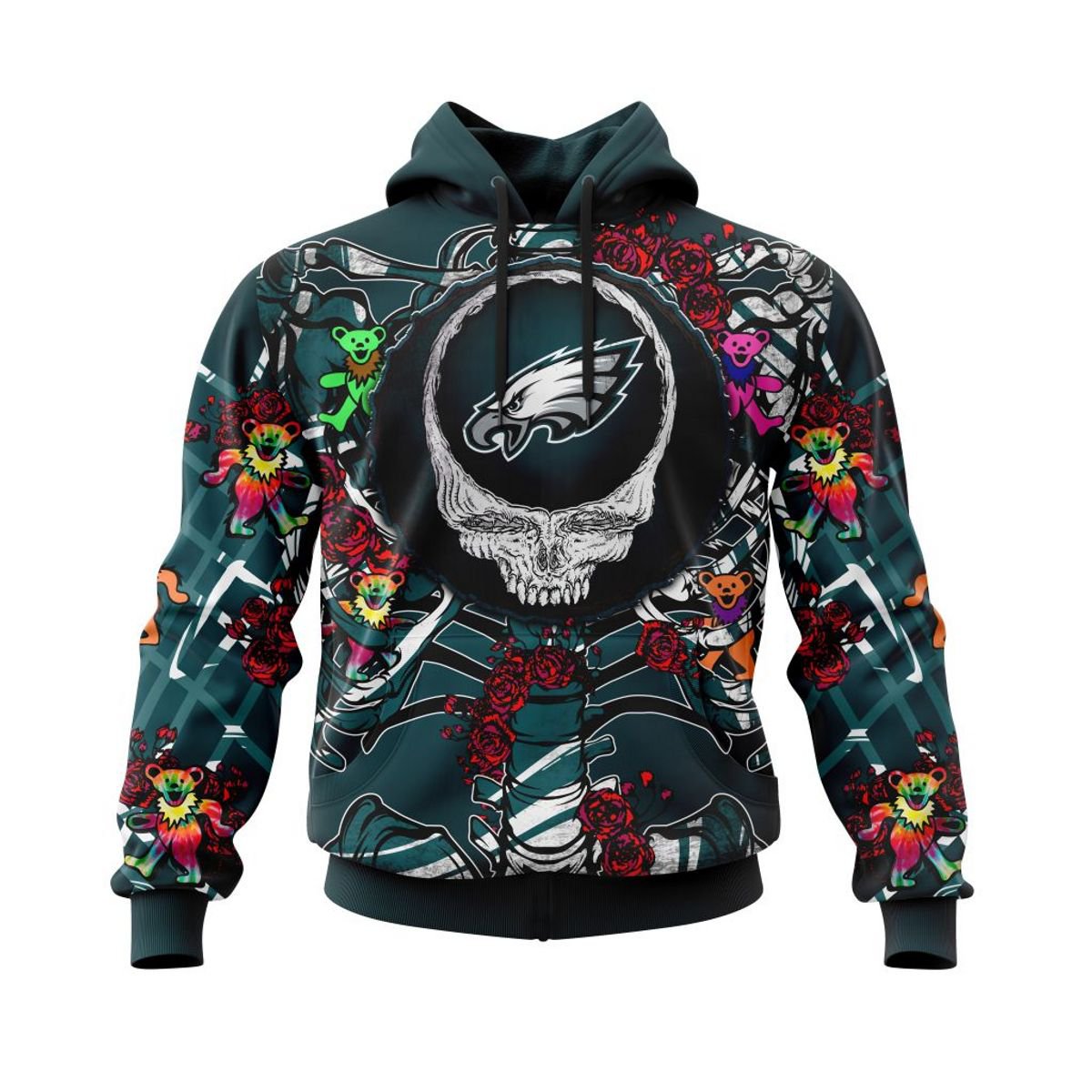 PHILADELPHIA EAGLES 3D HOODIE MIX GRATEFUL DEAD