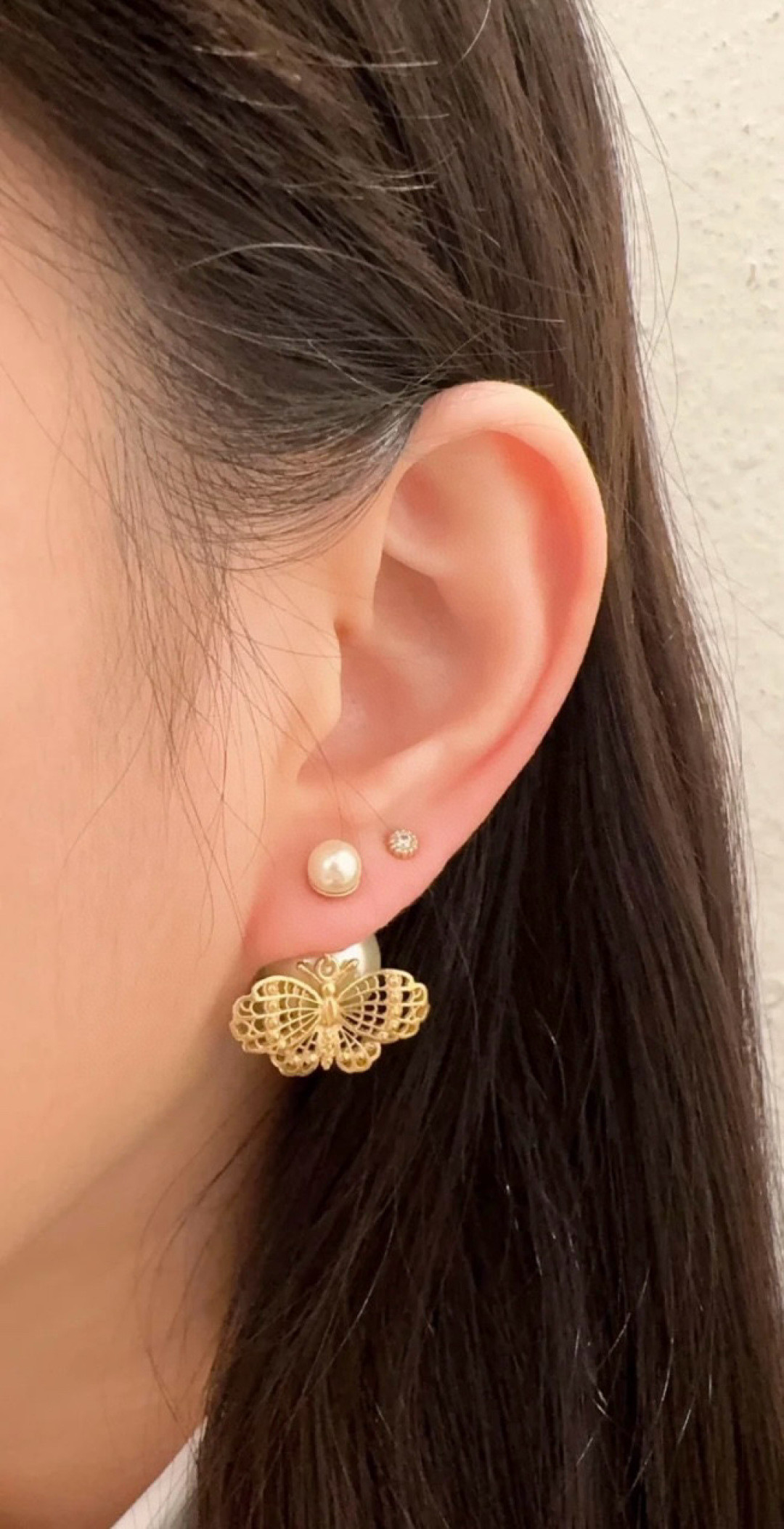 Dior Pearl Hollow Butterfly Earrings