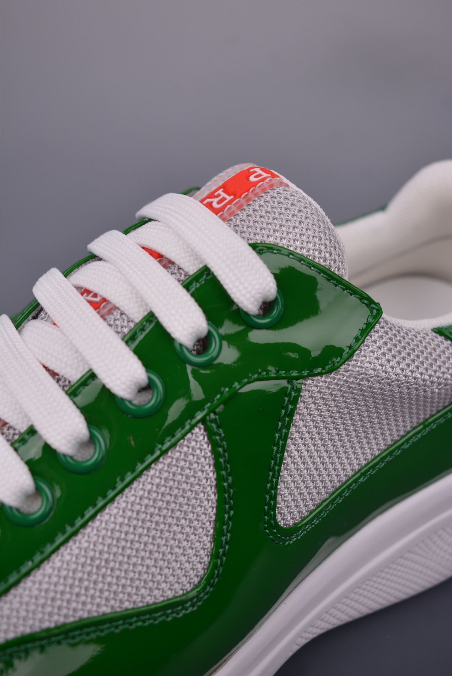Prada America’s Cup patent leather bright green gray white 4E3400_ASZ_F0F5C