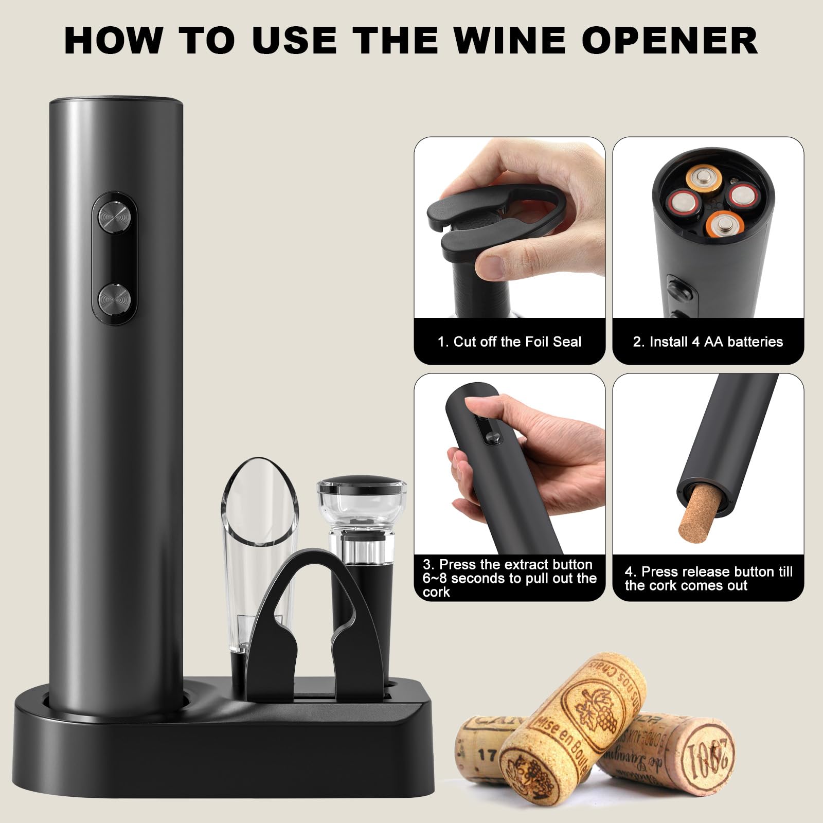 Electric Wine Opener 4 in 1 Set