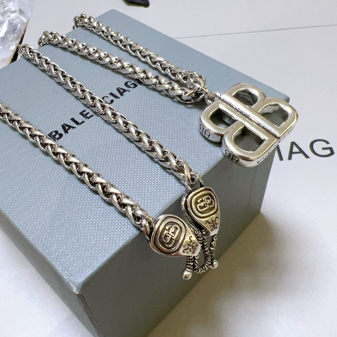 Balenciaga BB Braided Chain Necklace