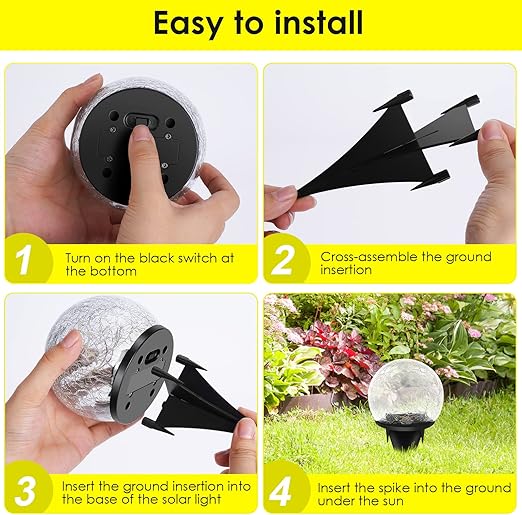✨✨Garden Solar Cracked Glass Ball Light