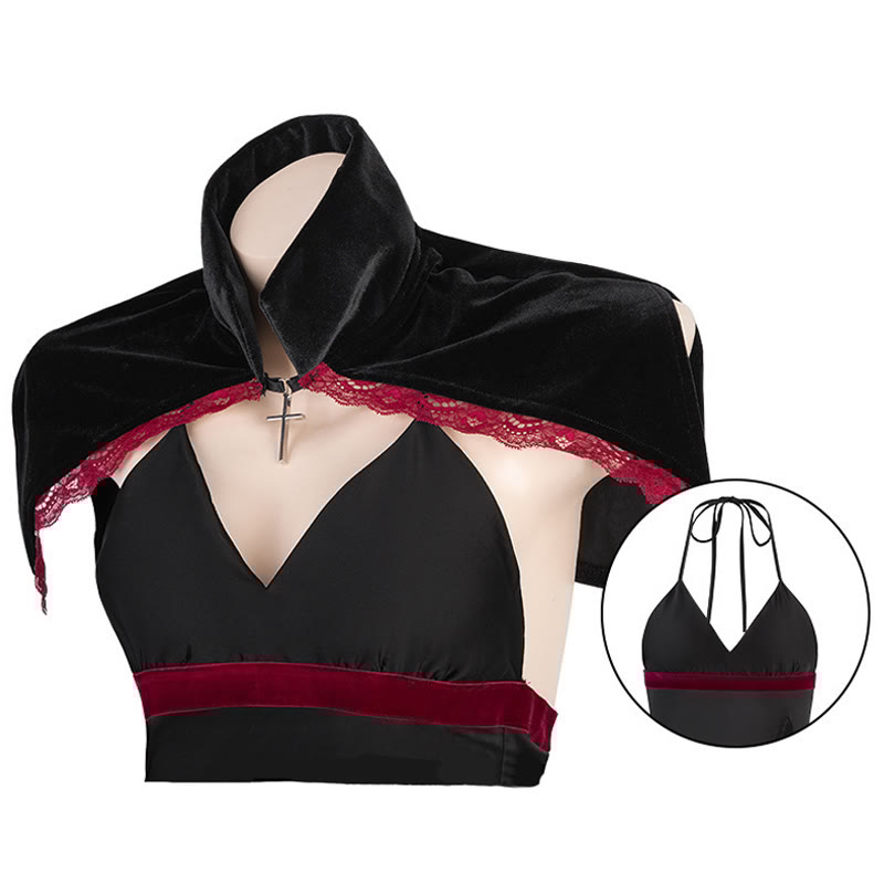 Deep V-neck Slit Lingerie Dress Set