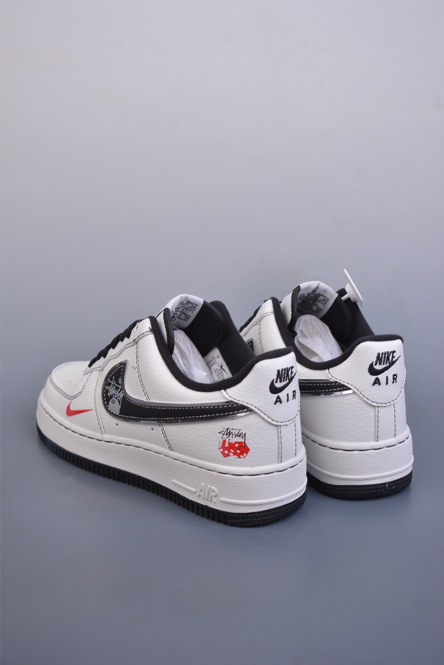 Stussy x Nike Air Force 1 07 Low Sneakers White and Black DQ6628-154