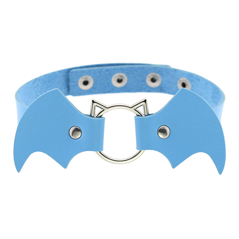 Bat Wings Vampire Kitty Leather Collar