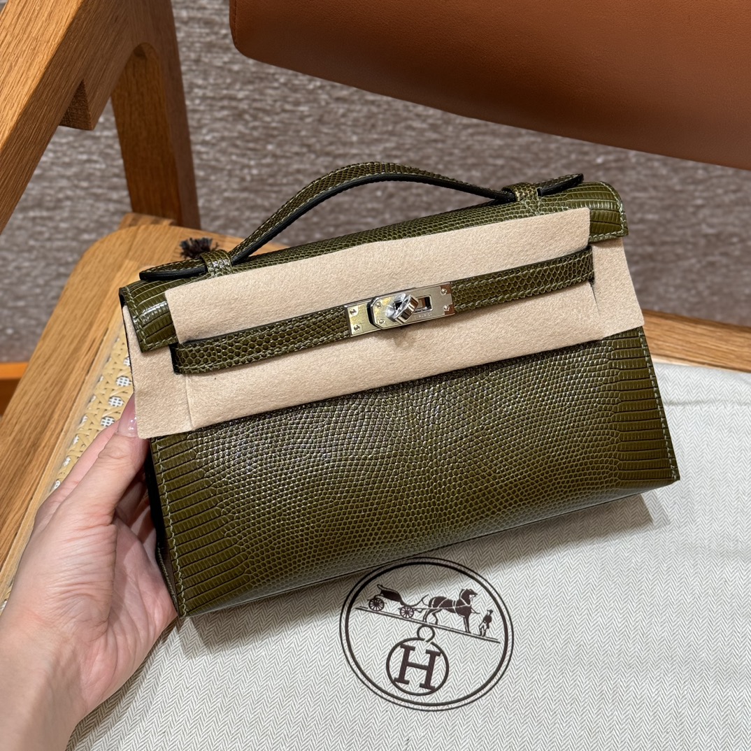 Hermes kelly pochette 61Olive Green (handmade to order)