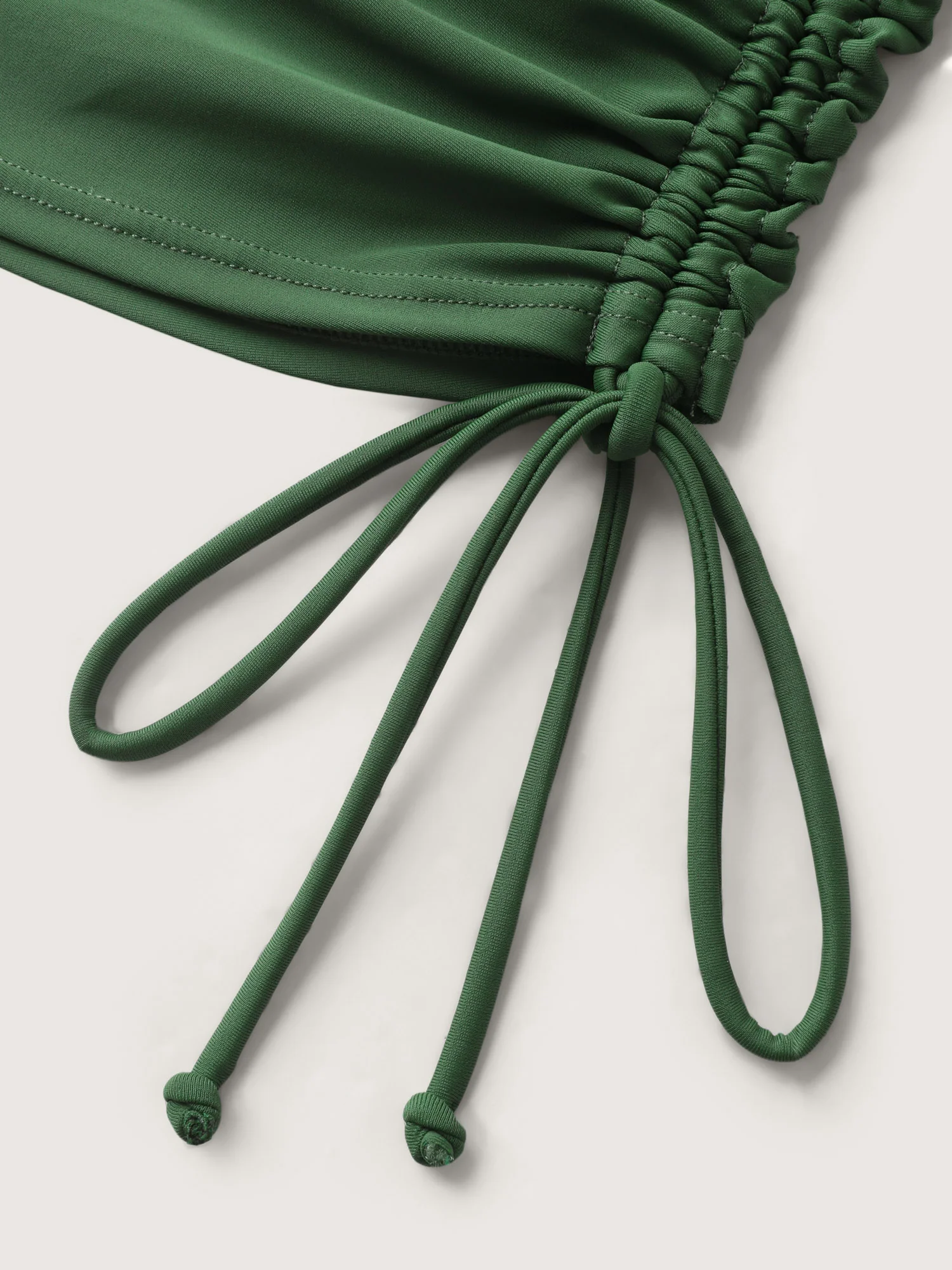 Zipper Drawstring Detail Solid Swim Top