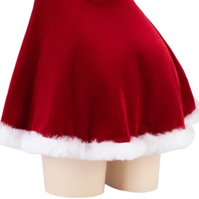 Fluffy Hem Slip Lingerie Dress Stockings Set
