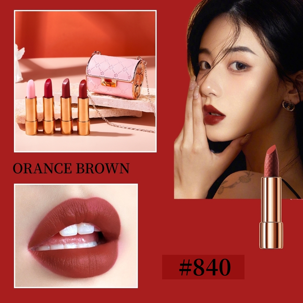 HOT SALE🔥Waterproof Non-Stick Cup Long Lasting Retractable 4 Colors Leather Bag Lipstick Set