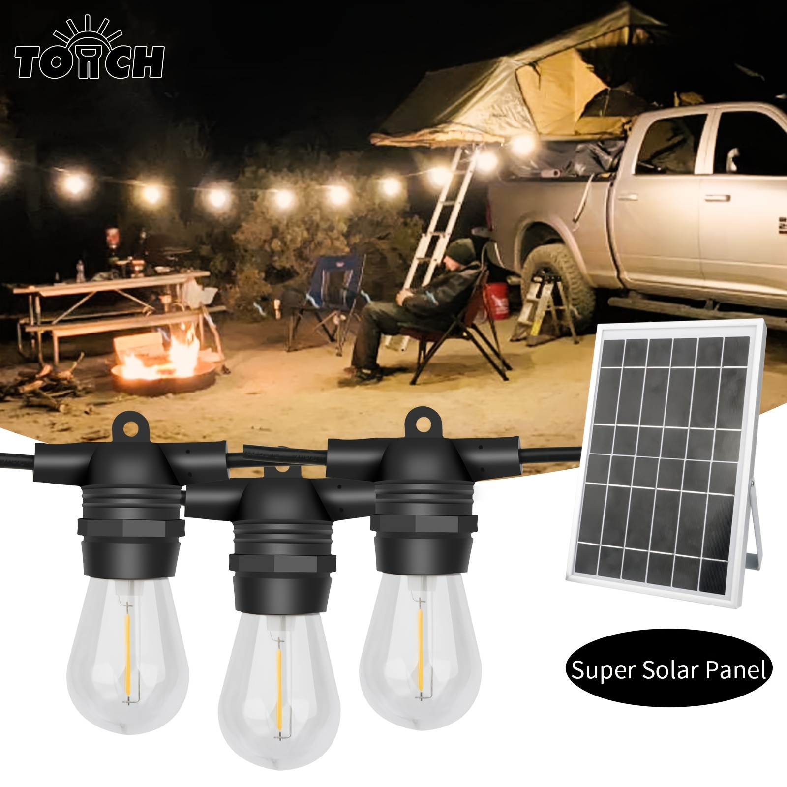Solar String Lights Outdoor Waterproof LED Shatterproof 25FT/49FT Heavy Duty Outdoor String Lights Solar Powered With Plastic Hanging S14 Bulbs