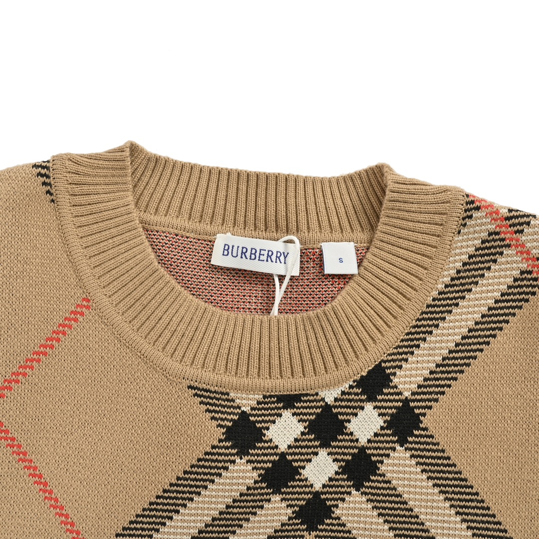 Burberry 24Fw diagonal check crew neck knitted sweater