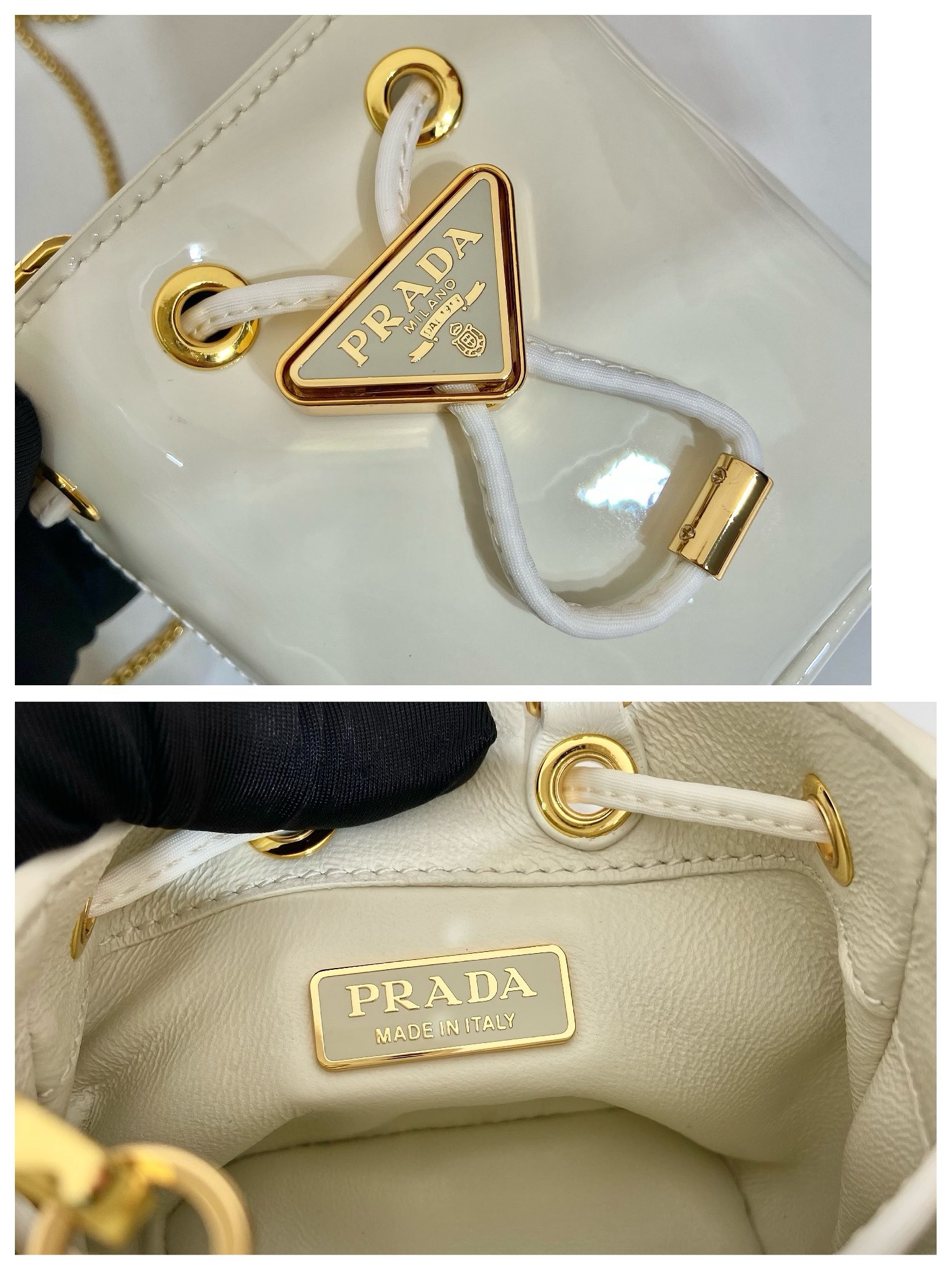 Prada patent leather small bucket 1NR016