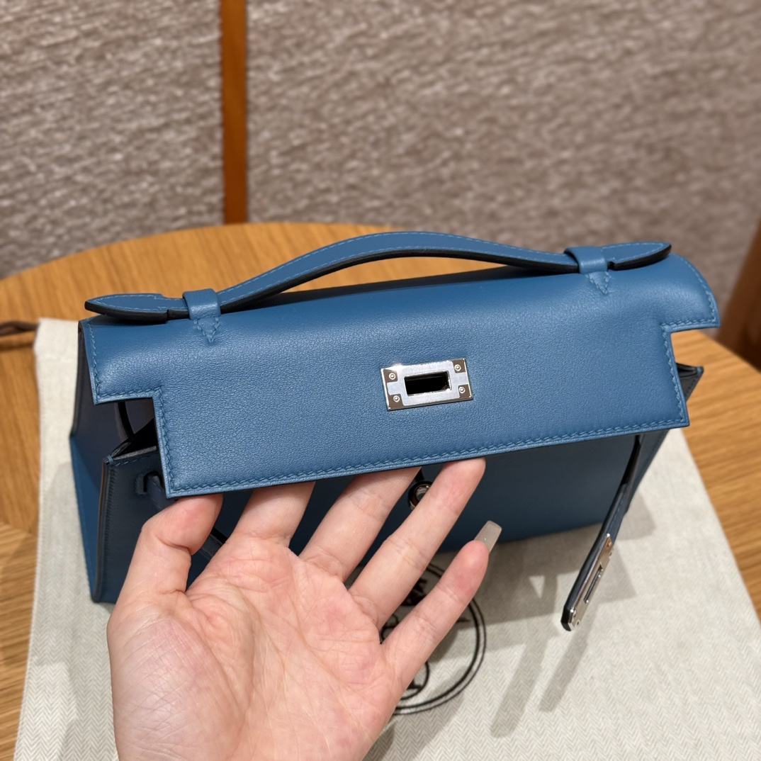 Hermès Kelly Pochette 7WBlue izmir Handbag (Handmade to Order)