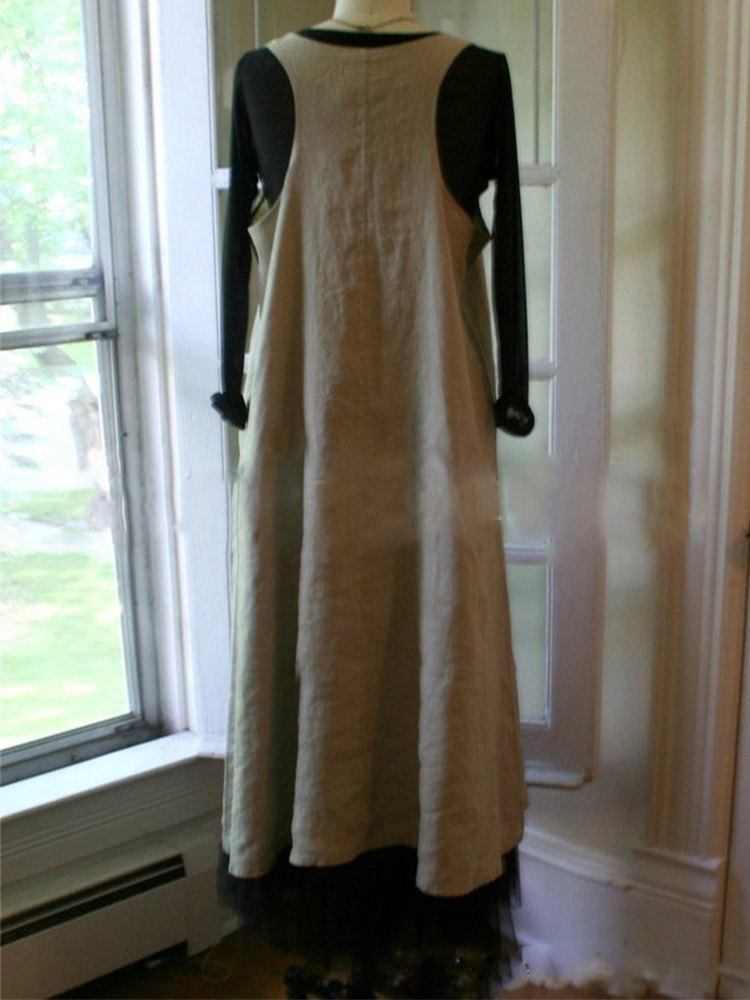 Loose Fit Sleeveless Dress With Pockets