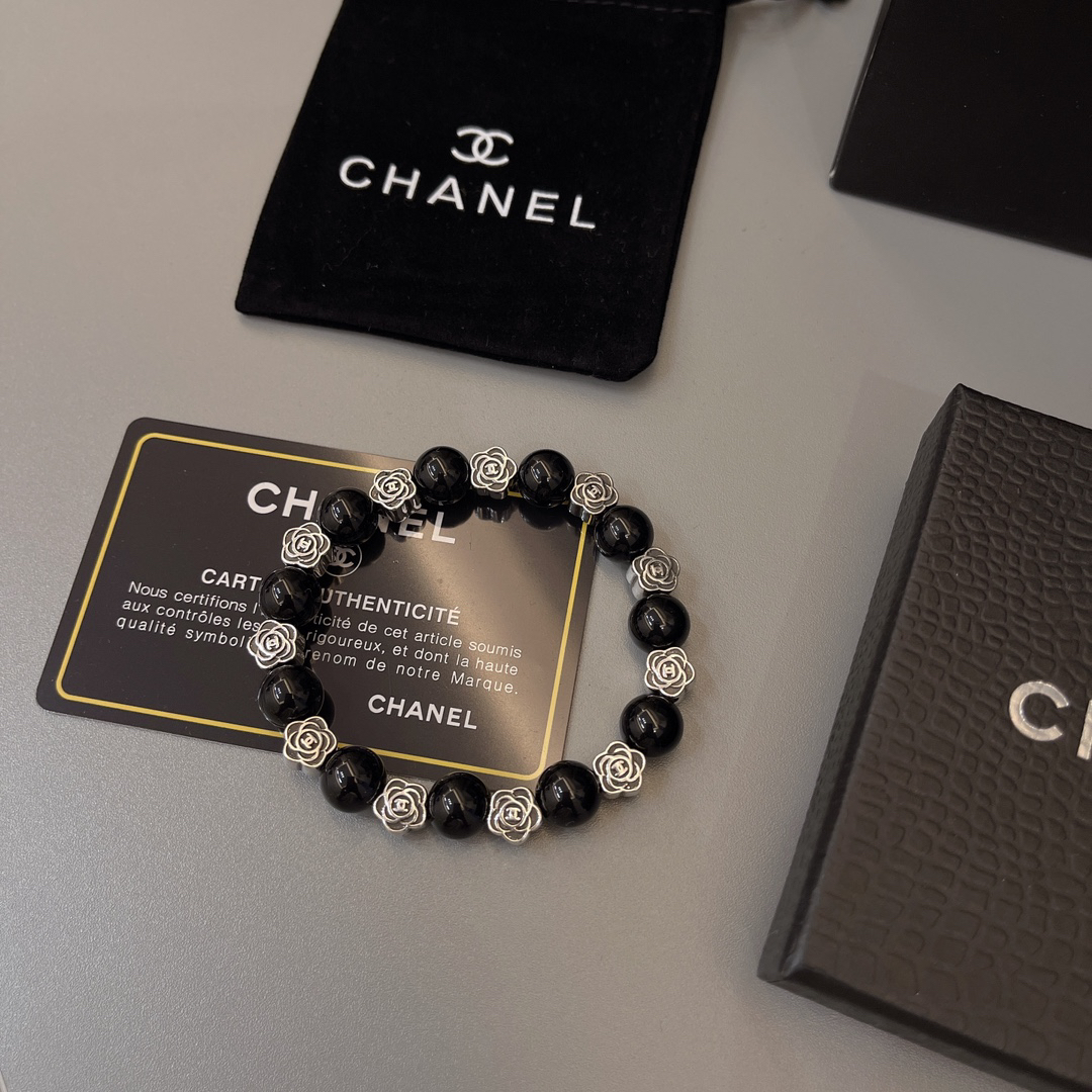Chanel obsidian distressed bracelet