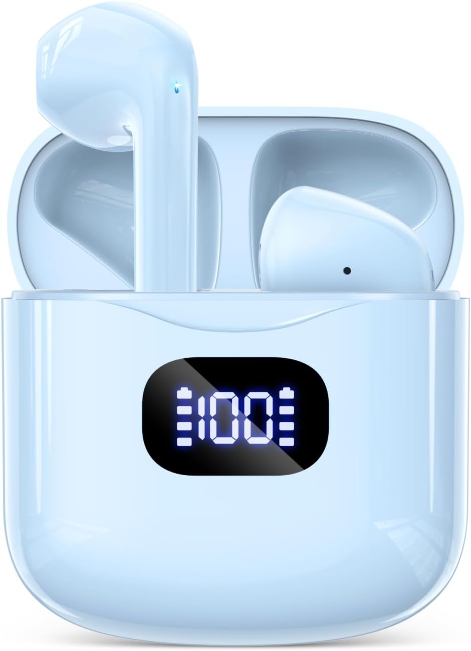 Wireless Earbuds, Bluetooth 5.3 Headphones 40Hrs Playtime with Charging Case, IPX5 Waterproof Stereo in-Ear Earphones with Microphone for iOS Android Cell Phone Sports Workout, Black