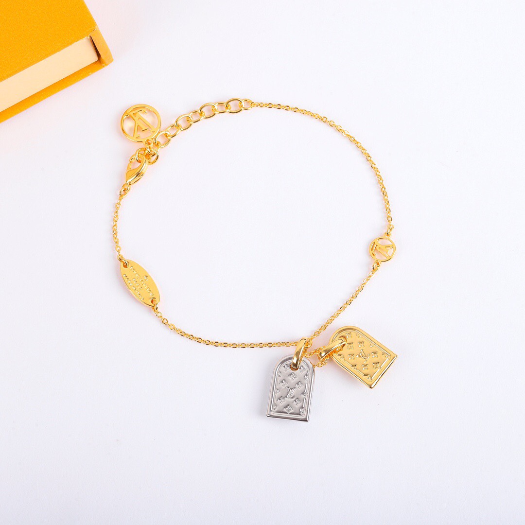 Louis Vuitton Nanogram Two-tone Logo Tag Necklace