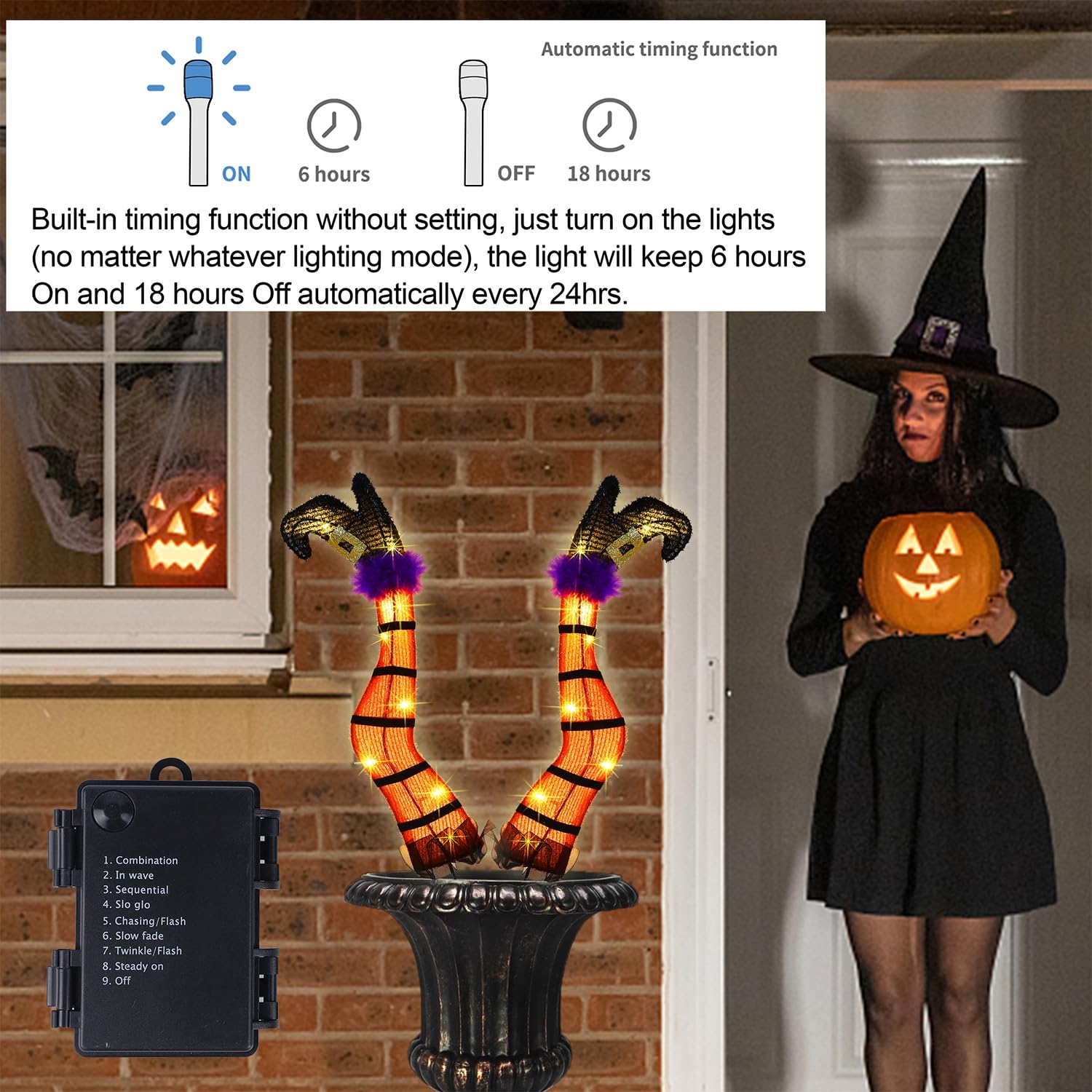 Halloween Lighted Wicked Witch Legs with Stakes - Height- 22
