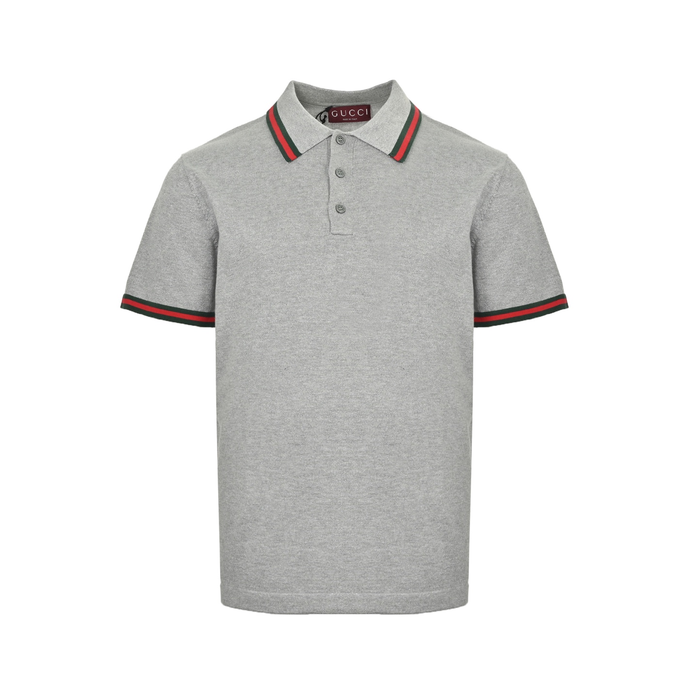 Gucci 25ss red and green striped silver thread knitted Polo short sleeve