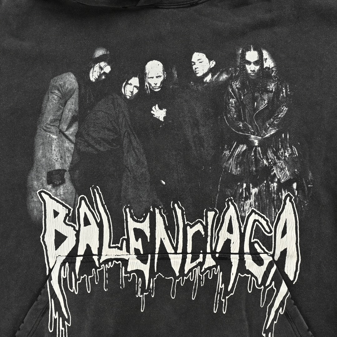 Balenciaga 24Fw Tower Print Washed Hoodie