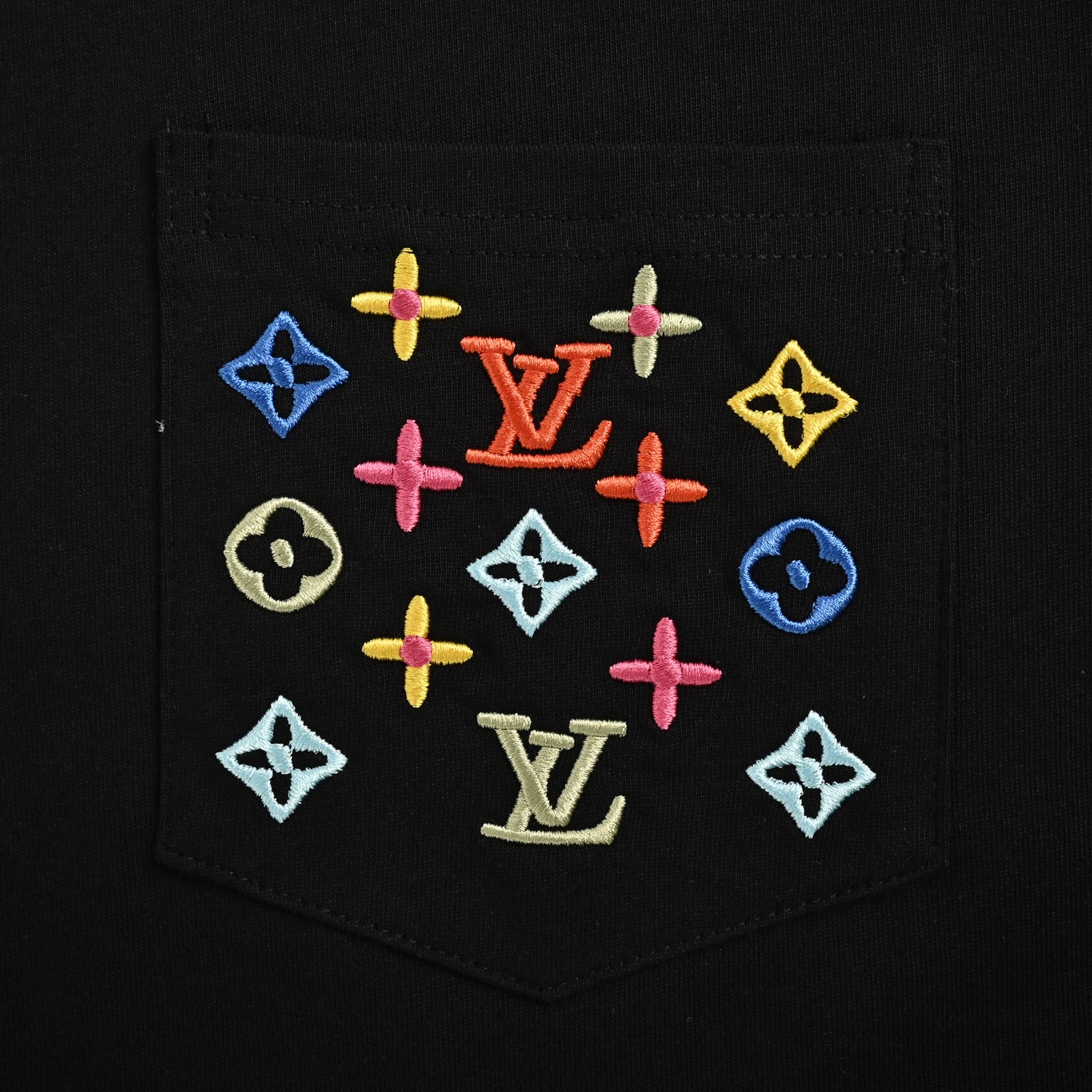 Louis Vuitton 25ss pocket colorful monogram colorful embroidery short sleeve