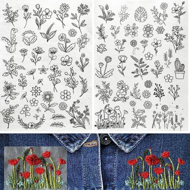 (🔥Hot Sale Promotion-SAVE 50% OFF)Water Soluble Flower Patterns for Embroidery (50 Pcs Flower Patterns/SET)🔥Buy 5 Sets Get 20% OFF