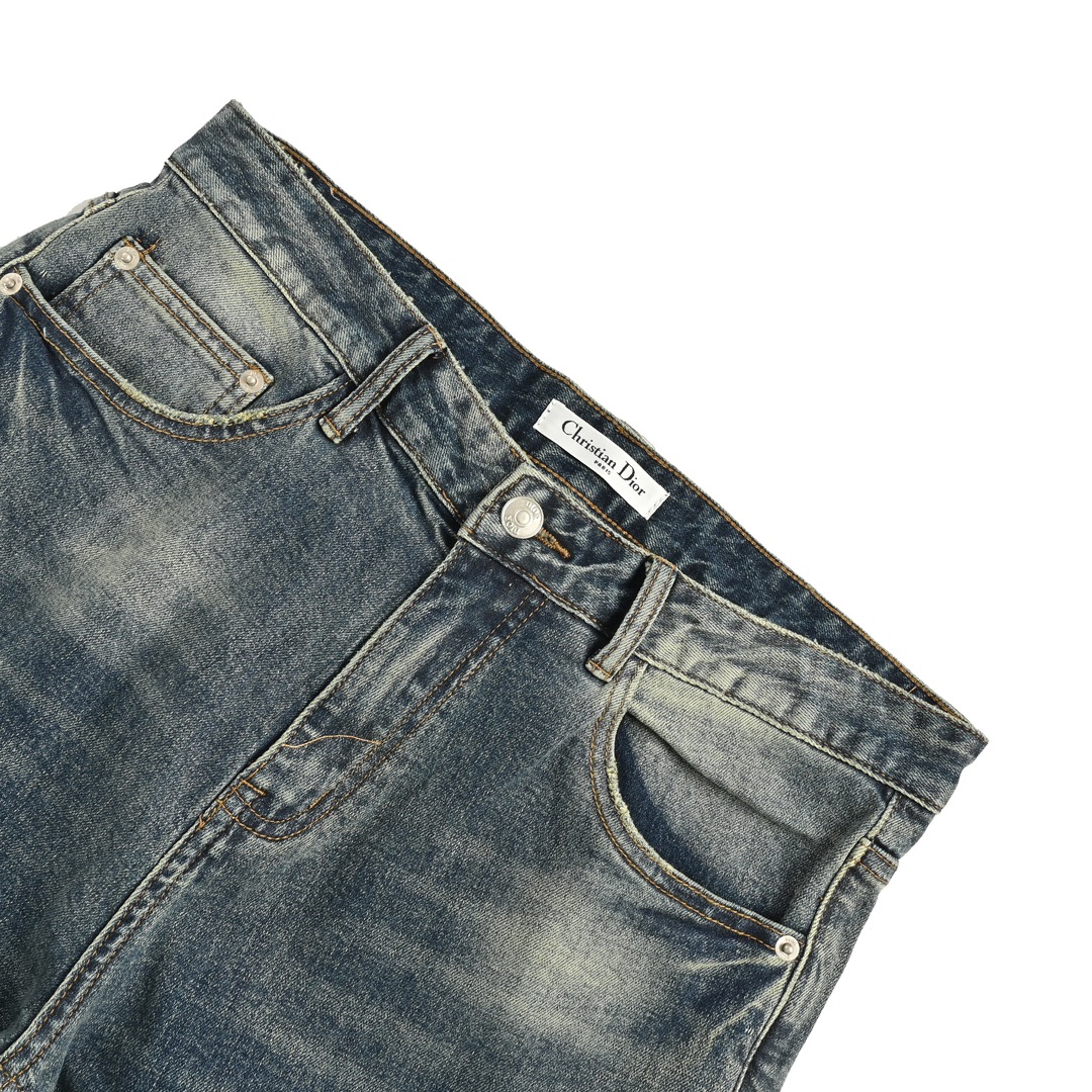 Dior 24Fw denim jeans with tree man embroidery on back pockets