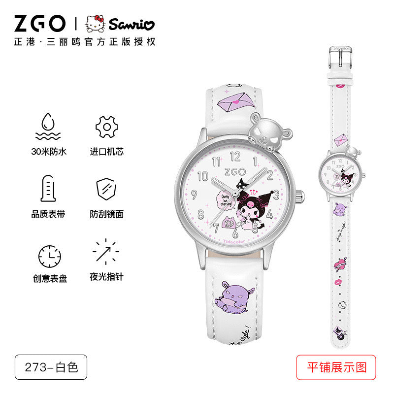 Sanrio Classic Simple Leather Analog Quartz Wrist Watch Waterproof Luminous Case Arabic Numerals Casual Dress Watches