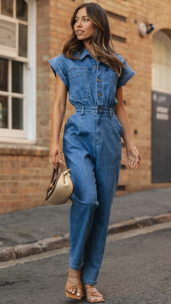 Blue Denim Overall Jumpsuit