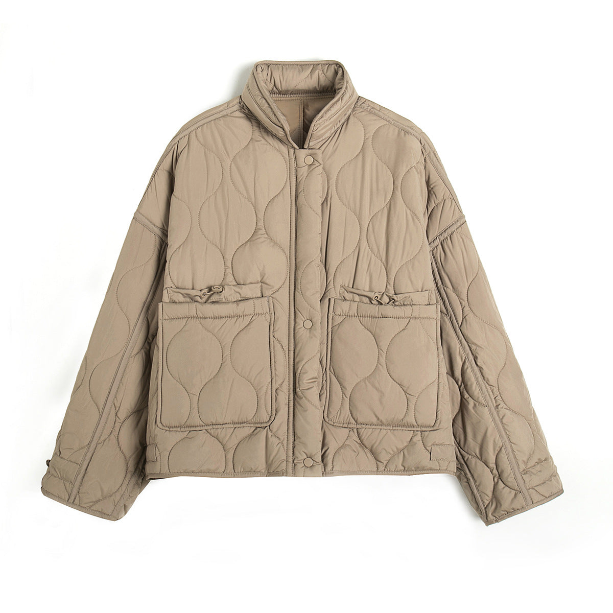 Autumn Quilted Hooded Large Loose Pockets Cotton Coat Jacket