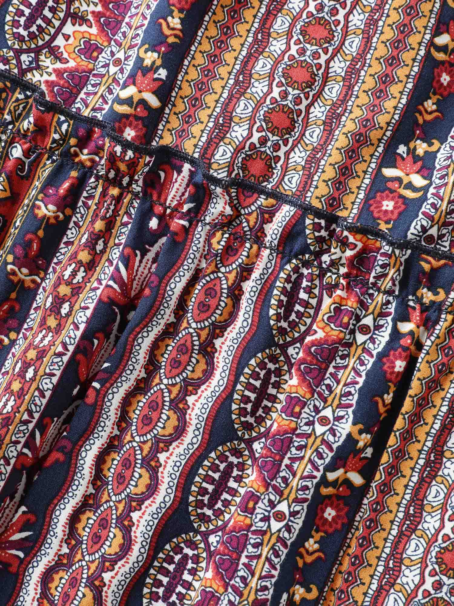 Boho Stripes Tiered Ruffle Blouse