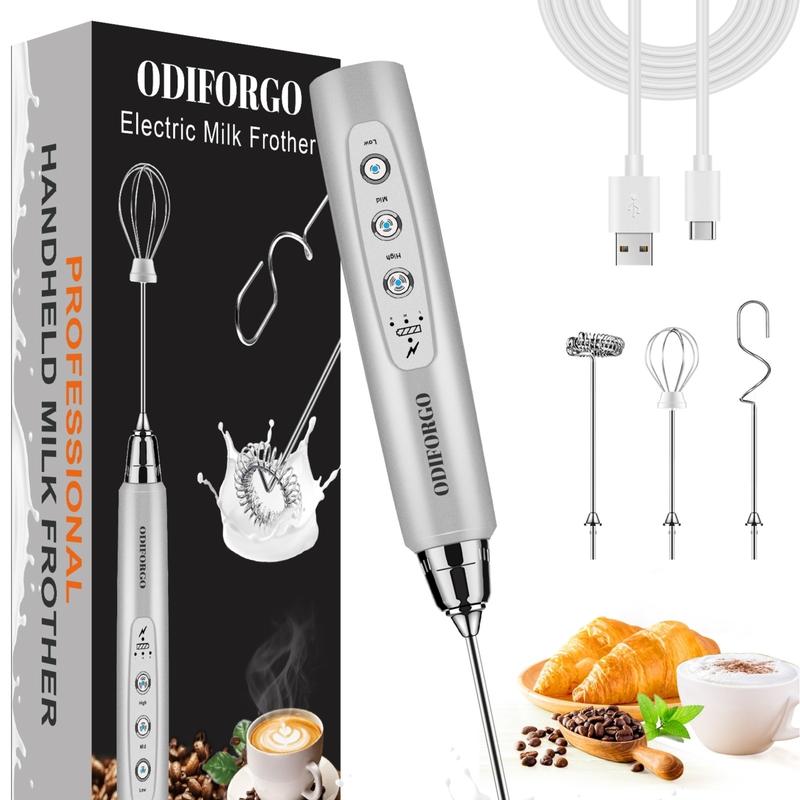 🍳 Embrace Cord-Free Cooking Freedom✨Electric Handheld Mixer with 3 Heads, with USB Rechargeable & 3 Speeds