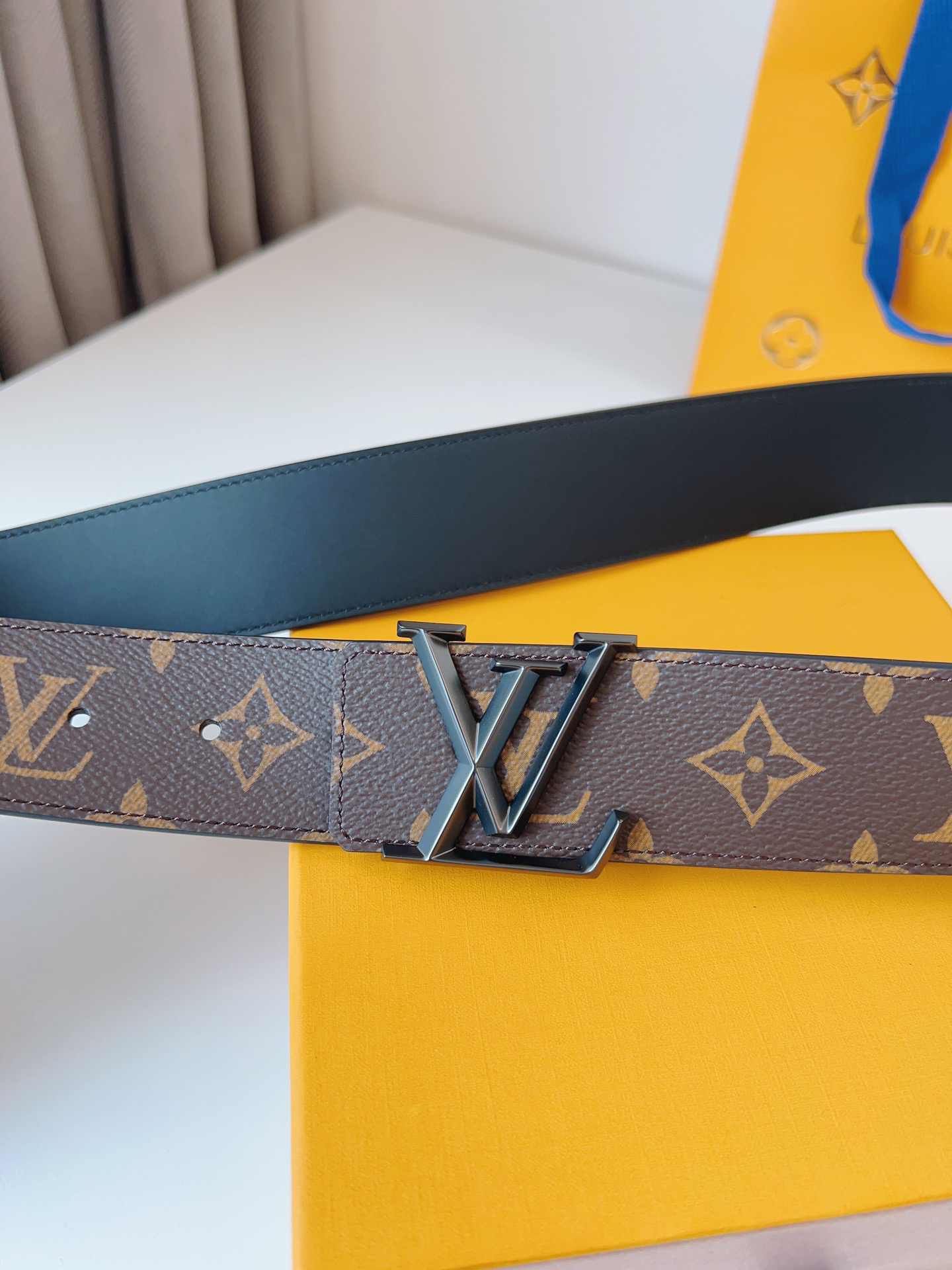 Louis Vuitton Men's Monogram Logo Belt, 4cm Width