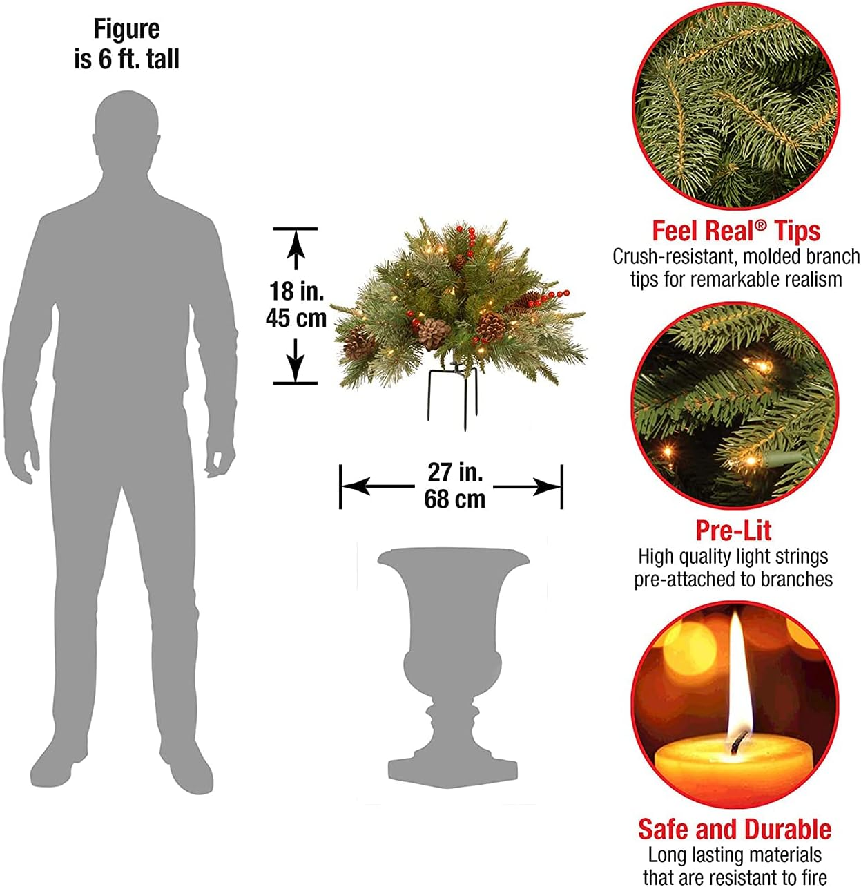 复制🎄CHRISTMAS ON SALE🔥Pre-lit Artificial Christmas Tree Feel Real Urn Filler