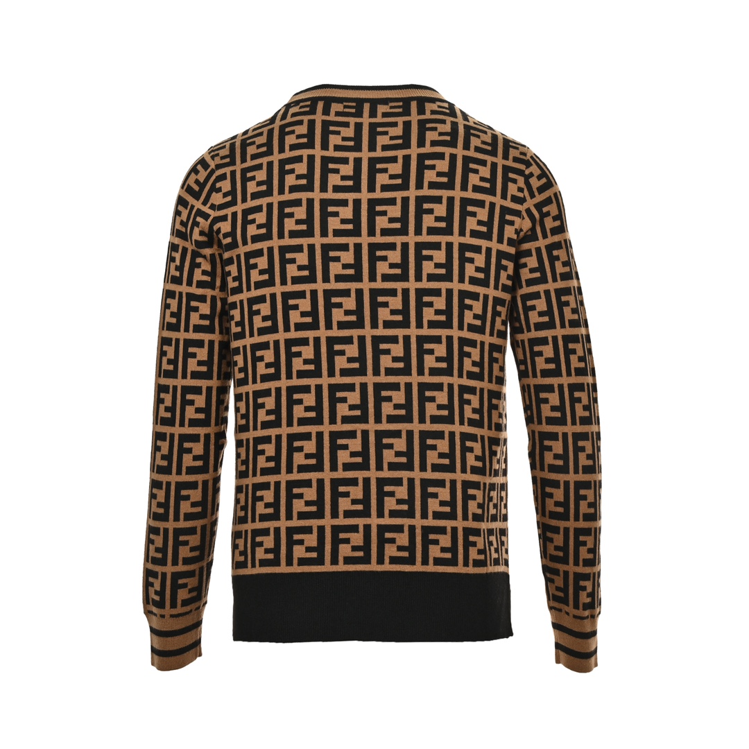 Fendi 24Fw classic double F all-over logo crew neck wool knit sweater