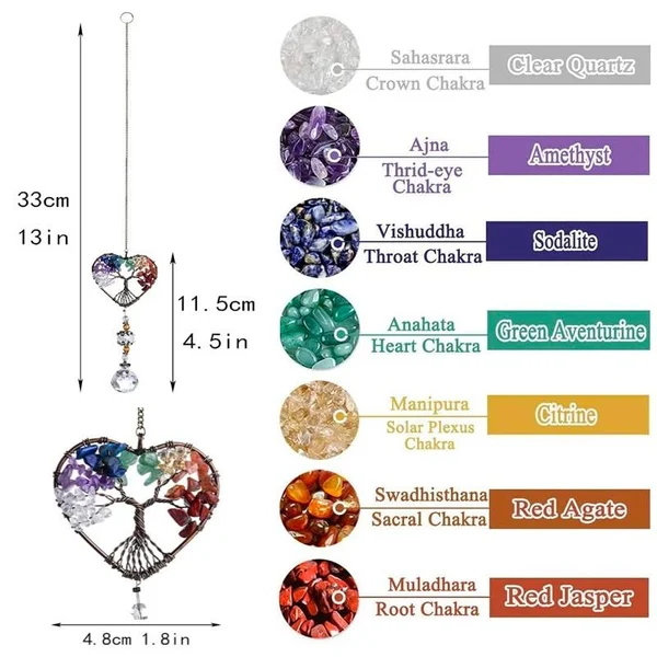 Natural crystal wind chime tree of life light catcher - Christmas decoration