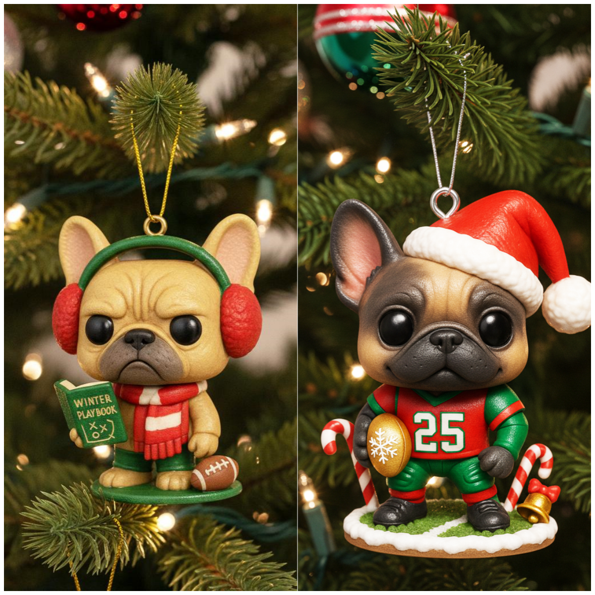 French Bulldog Christmas Ornaments