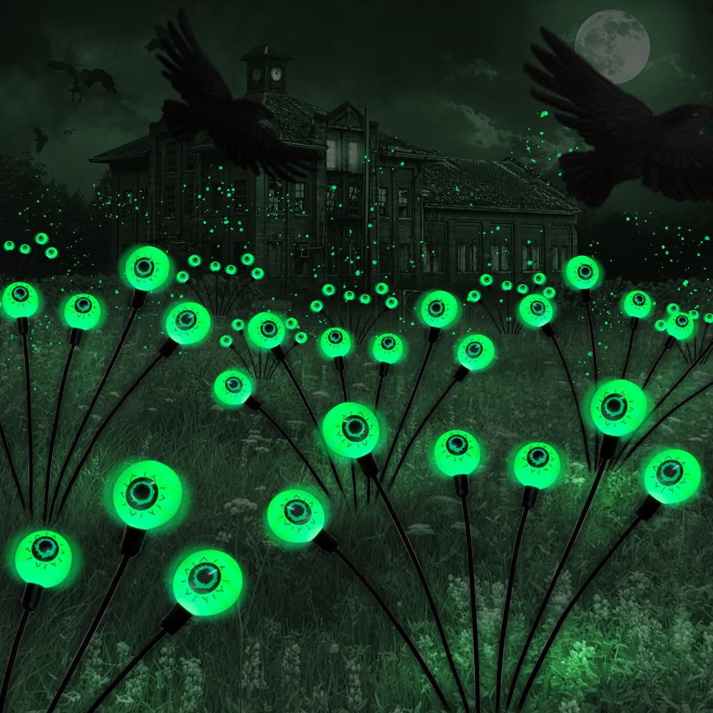 💥ON SALE💥6 LED Green Solar Scary Swaying Eyeball Firefly Lights Waterproof ✨