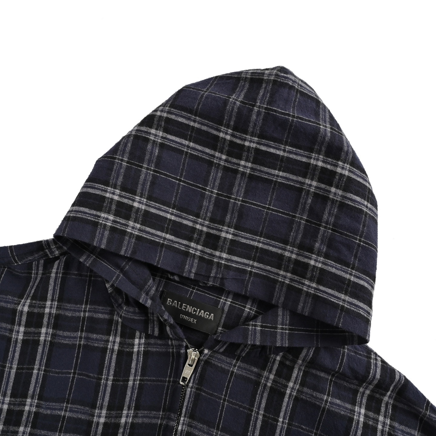 Balenciaga 25Fw blue check appliqué jacket