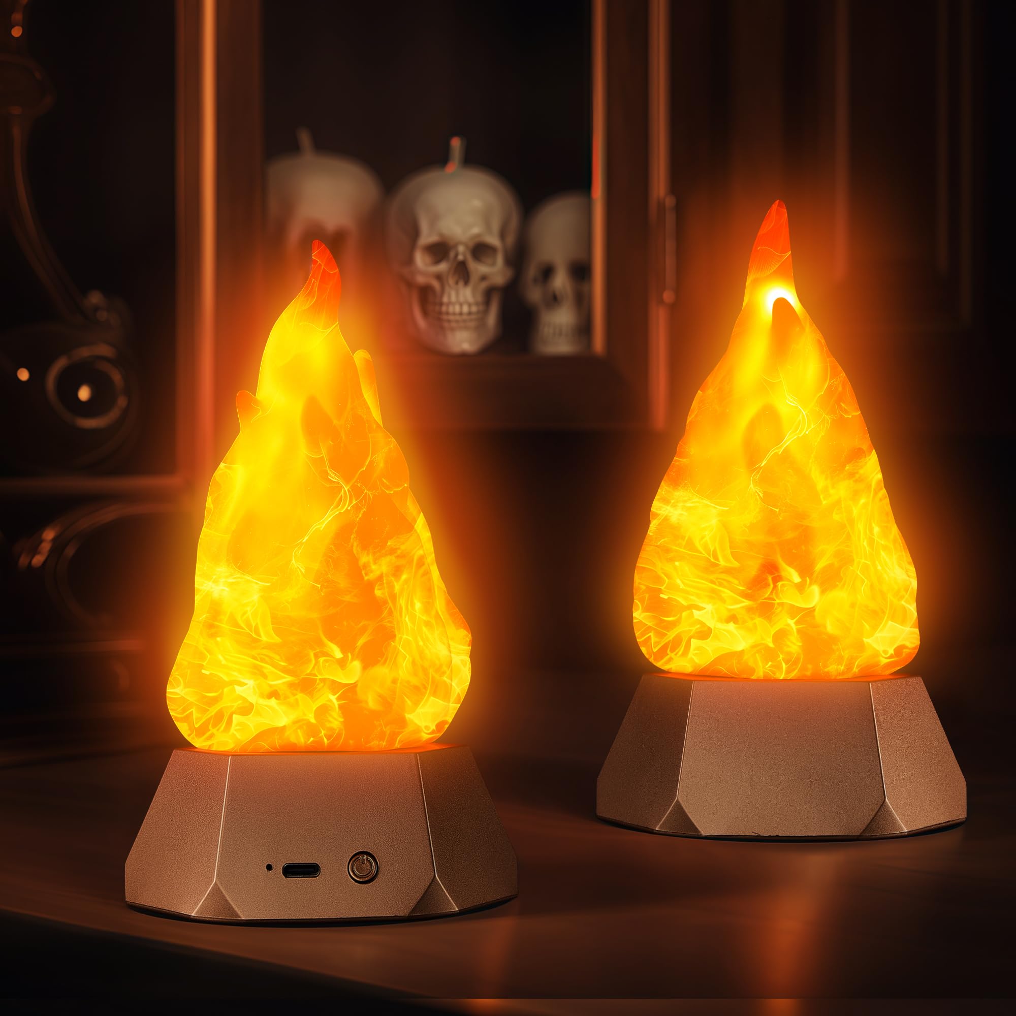 Flickering Flame Lamp USB Rechargeable, 3D Fake Fire Night Light 🔥💡